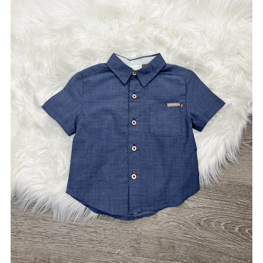 Fore!! Boys Blue Button Up Caddie Shirt 2T (MSRP $48) NEW